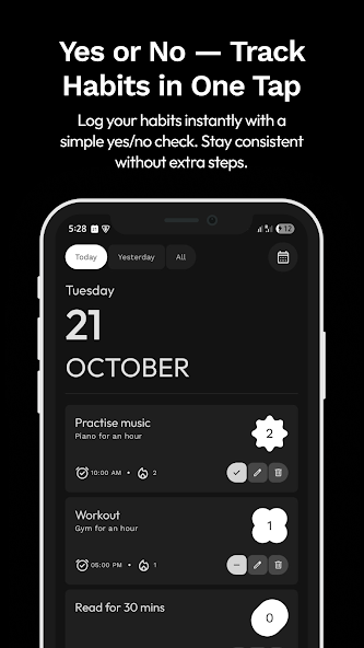 LoopLog main habit tracking screen