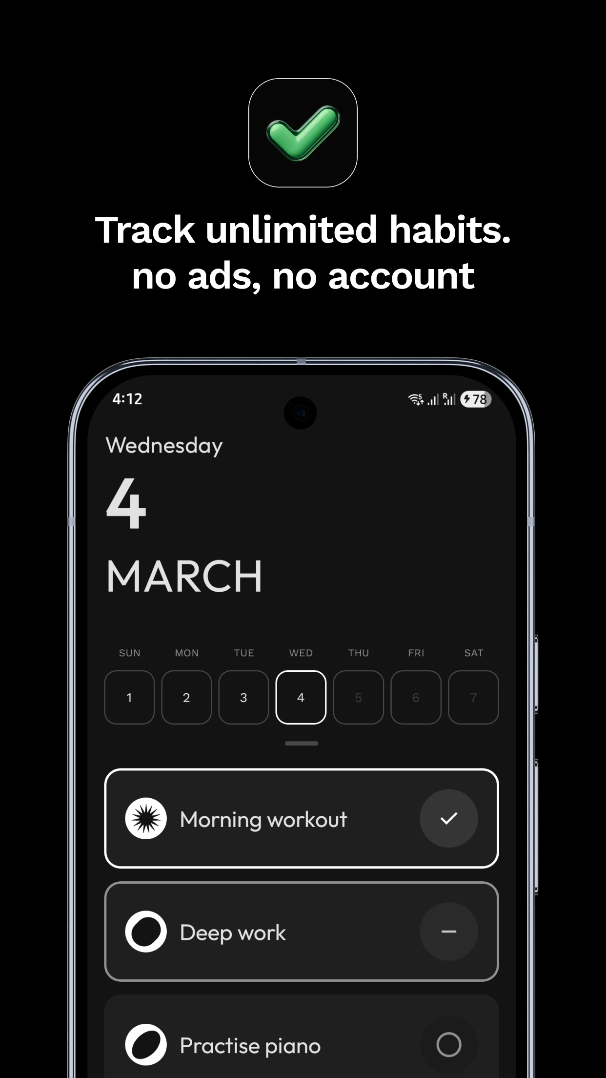 looplog — track unlimited habits, no ads, no account
